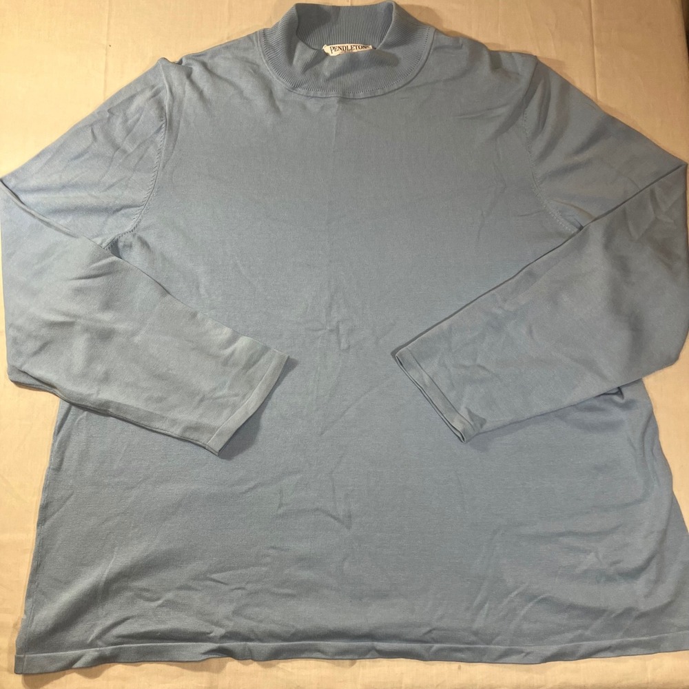 Pendleton Plus 3X Light Blue Silk Blend Mock Neck Longβ Sleeve Knit Top Sweater